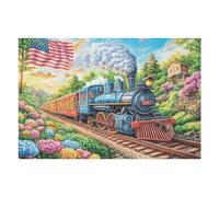 Tren en Bosque nevado de Invierno Puzzles 1000 Piezas Obra De Arte Abstracta Rompecabezas para Adultos Decoración Hogar Moderno DIY Creativo Desafío 1000 PCS
