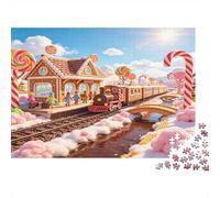 Tren en Ciudad de Caramelos Puzzle de 1000 Piezas Papel para Adultos Mundo Dulce Fantasía Relajación Interacción Familiar Decoración Hogar Regalo 70x50cm/1000pcs