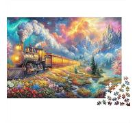 Tren en un Paisaje florecido de montaña Puzzle De 1000 Piezas Tren caprichoso Hombres, Mujeres, Ancianos Y Mayores 52x38cm/1000pcs