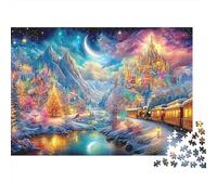 Tren en un Valle de Cuentos de Hadas de Invierno Puzzle De 1000 Piezas Tren caprichoso Perfecto Regalo De Cumpleaños para Niños Y Adultos 70x50cm/1000pcs
