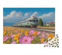 Tren Entre Flores, 100% cartón Reciclado, Tren Vintage en un Campo de Flores, Rompecabezas de 1000 Piezas para Adultos y niños, Regalo Divertido, 38 x 26 cm / 1000 Piezas