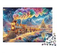 Tren Festivo con Humo Colorido Puzzle De 1000 Piezas Tren caprichoso Desafío De Ingenio para Todas Las Edades 70x50cm/1000pcs