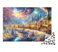 Tren Festivo en el País de Las Maravillas de Invierno Puzzle De 1000 Piezas Tren caprichoso Cartón Reciclado, Excelente Regalo para Todas Las Edades 52x38cm/1000pcs