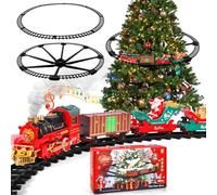 Tren Juguete para Niños, Tren de Navidad Eléctrico de Vapor con Ahumado, Luces y Sonido, Clásico Infantil con Vagones de Carga y Pistas, Regalos para Niños y Niñas Mayores de 3 4 5 6 7 8 Años