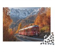 Tren lanzadera a través de Las montañas Árboles otoñales 1000pcs (75x50cm) Puzzle Adecuado para Adultos Y Multitud Mayores De 14 Años