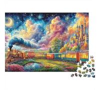 Tren mágico bajo el Cielo Estrellado Puzzle De 1000 Piezas Tren caprichoso Perfecto Regalo De Cumpleaños para Niños Y Adultos 52x38cm/1000pcs