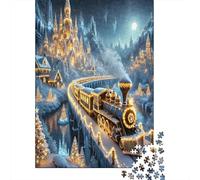 Tren Nocturno Castillo Fantástico Puzzle de 1000 Piezas Puzzle para Adultos Escena de Invierno Set de Puzzle 1000 Piezas Relajación Hogar Regalo 52x38cm/1000pcs