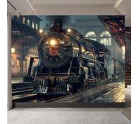 Tren Papel Pintado 150 x 105 CM, 3D Retro Dormitorio Mate Fotomurales Pared, Impermeable Murales Papel Tapiz, No Tejido Sala de Estar Papel Tapiz Grande