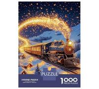 Tren Paquete De 1000 Piezas Magic Steam Tren Stardust Snowy Landscape Papel Ecológico Personas Que Aman Entrenamiento Cerebral Portátil Fácil Almacenar Rompecabezas 52x38cm/1000pcs