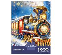 Tren Set De 1000 Piezas Papel Reciclado Golden Christmas Tren Snowy Landscape Puzzle Familiar Aficionados A Los Ocio En Casa Entretenimiento Fin De Semana Fácil Almacenar 52x38cm/1000pcs
