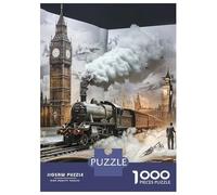 Tren Set De 1000 Piezas Papel Reciclado Steam Tren Big Ben Snowy London Street Puzzle Familiar Aficionados A Los Ocio En Casa Entretenimiento Fin De Semana Fácil Almacenar 52x38cm/1000pcs