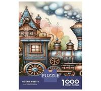Tren Set De 1000 Piezas Papel Reciclado Vintage Steam Tren Dark Smoke Puzzle Familiar Aficionados A Los Fácil De Almacenar Actividad De Vinculación Familiar 38x26cm/1000pcs