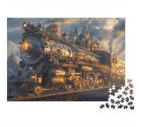 Tren Steampunk Rompecabezas 1000 Piezas Regalo Hombre Mujer Acertijos Papel Adultos Familia DIY Decoración Familiar 52x38cm/1000pcs
