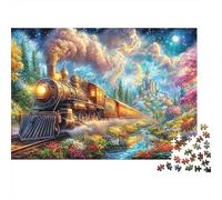 Tren Vintage en una Tierra de Hadas Floral Puzzle De 1000 Piezas Tren caprichoso Diversión De Ingenio para Adultos Y Niños 38x26cm/1000pcs
