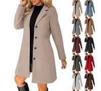 Trench Coat Long Women Big Size Chaqueta Larga Mujer Otoño Invierno Gran Tamaño, Chaqueta Con Botón Solapa Abrigo Manga Larga Abrigos Chic Y Elegant Trench Casual Versátil Chaqueta, Negro , L
