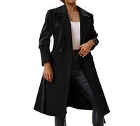 Trench Coat Mujer Mi Long - Cárdigan para mujer, manga larga, manga larga, abrigo elegante, color liso, Outwear de gran tamaño, tops al aire libre, protección solar, capa otoñal, invierno, Negro