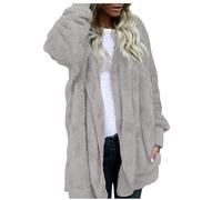 Trench Coat para mujer de lana larga - Túnica para mujer, elegante y elegante, con bolsillos, sudadera, moda, vestido, gris, XL