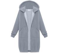 Trench Coat para mujer, talla grande, túnica y larga, blusas, color puro, manga larga, blusas, otoño, sudadera, cómoda, con cremallera, capa de protección solar, sudadera, gris, XL