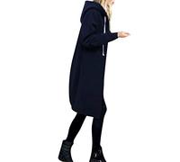 Trench Coat - Sudadera con capucha para mujer con cremallera extragrande de color puro con cordón de sujeción Tops cálidos protectores solares Outwear Casual suelta sudadera, azul marino, S