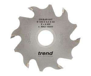 Trend CraftPro Cuchilla para engalletadora de 100 mm de diámetro x 6 dientes x 22 mm de cuerpo delgado, seis dientes de carburo de tungsteno, CR/BJB100T
