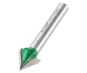 Trend CraftPro Fresa biseladora 60° en V 12,7 mm mango 1/4 | Cuchilla con punta de carburo de tungsteno para ranuras en V 60° limpias en madera, mango 1/4, Ø12,7 mm, C043X1/4TC