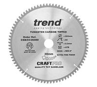 Trend CraftPro Hoja de sierra circular TCT de corte transversal con gancho negativo, 260 mm de diámetro x 80 dientes x 30 mm de diámetro interior, punta de carburo de tungsteno, CSB/CC26080