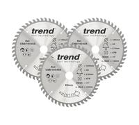 Trend CraftPro Paquete triple de hojas de sierra circular TCT, 160 mm de diámetro x 48 dientes x 20 mm de diámetro interior, punta de carburo de tungsteno, CSB/160/3PK, paquete de 3