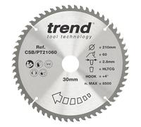 Trend CSB/PT21060 Craft Pro - Hoja circular de acabado superfino TCT ideal para sierras de inmersión Sheppach PL75, punta de carburo de tungsteno, 210 mm x 60 dientes x 30 agujeros