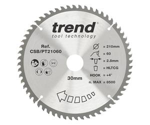 Trend CSB/PT21060 Craft Pro - Hoja circular de acabado superfino TCT ideal para sierras de inmersión Sheppach PL75, punta de carburo de tungsteno, 210 mm x 60 dientes x 30 agujeros