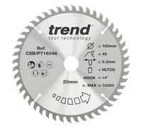 Trend Disco TCT 160mm 48 dientes para HPL/Laminado 20mm | Corte preciso laminado/HPL, 20mm de diámetro, 2,2mm de trazo y +4° para acabado superfino, CSB/PT16048