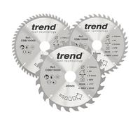 Trend Discos sierra circular 190mm, 30mm, 24/40/60T, 3 uds TCT | Incluye hojas TCT 24T, 40T y 60T para cortes en madera de grosero a extra fino, CSB/190/3PK