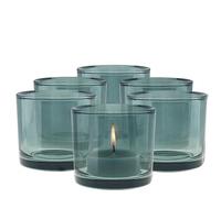 TREND FOR HOME 6 Piezas Candelabro de Vidrio Coloreado A: 8 cm Ø 9 cm Soporte para Portavelas Vidrio Verde Candelabro de Té Porta Velas Decorativas Decoración del Hogar, 250 ml, Luna