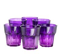 TREND FOR HOME 6 Vasos de Cristal Agua Colores 280 ml - Juego Tumbler Cocktail - Vidrio Morado para Helados y Refresco | Gigi Mysterious Twilight