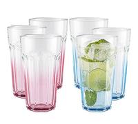 TREND FOR HOME Gigi Secret Pastels Juego de 6 vasos XXL de 630 ml, altos para batidos rosa y azul