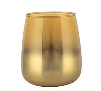 TREND FOR HOME Jarrón de Vidrio 17 cm Jarrón de Flores Dorado Florero de Vidrio Portavelas Decoracion Salon Contenedor Decorativo, 2310 ml, Ø 11.9 cm, Zinnia Golden Hour, Ombre Dorado