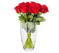 TREND FOR HOME Jarrón de Vidrio 25 cm Transparente Jarrón de Flores de Cristal Florero de Vidrio Jarrones para Rosas Decoracion Salon Contenedor Decorativo | ⌀ 13.7 cm | 2834 ml | Leilani
