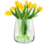 TREND FOR HOME Jarrón Decorativo A: 22.7 cm Vidrio Transparente Florero Redondo Jarrones para Rosas Pampa Tulipanes Flores Secas Centro de Mesa Decorativo Salon | Ø 19 cm | 5090 ml | Zinnia