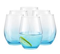 TREND FOR HOME Juego de 6 Vasos de Agua 580 ml Vasos de Colores Set Vaso Soft Drink Tumbler para Cocteles Juego de Beber Vasos Soft Drink | Azul | Phoebe Secret Pastels