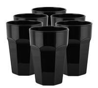 TREND FOR HOME - Juego de 6 vasos de agua y cóctel de 425 ml - Vaso negro, colorido, gran vaso de café, batido de vaso alto | Gigi Piano Black