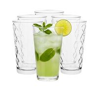 TREND FOR HOME Vasos Agua Long Drink Decorados Highball Copas Cocktail Vasos Vidrio Vaso Grande Tumbler para Cocteles | Apto para Lavavajillas | Colección Lotte | 370 ml | Juego de 6 Vasos