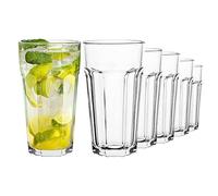 TREND FOR HOME Vasos Cóctel XXL Caipirinha Highball 630 ml Set de 6 Diseño Retro Tumbler Agua Zumo Café Frío Longdrink Vidrio Soda-Lima Sin Plomo Apto Lavavajillas Colección Alva Transparente