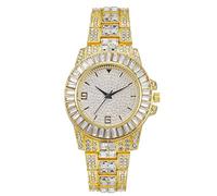 Trend Full of Luxury Diamond Set Digital Scale Time Ladies Watch Aleación de Correa Ladies Diamond Watch Gorro Reloj Relojes Reloj Naranja Reloj (Gold, One Size)