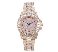 Trend Full of Luxury Diamond Set Digital Scale Time Ladies Watch Aleación de Correa Ladies Diamond Watch Gorro Reloj Relojes Reloj Naranja Reloj (Rose Gold, One Size)