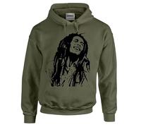 Trend Gear Bob Marley Inspired Reggae Sudadera con capucha Smoke Weed Jamaican Rasta Lion Hoody Christmas, Bob Marley Inspired Military Green, S
