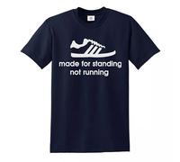 Trend Gear Camiseta divertida de fútbol americano para hombre con texto en inglés "Made for Standing Not Running", azul marino, L