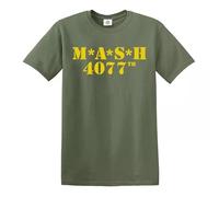 Trend Gear M*A*S*H 4077TH - Camiseta de la serie MASH TV del ejército de EE. UU, Estampado amarillo verde militar, XL