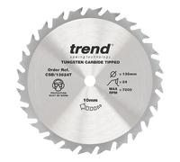 Trend Hoja de sierra circular inalámbrica de madera, 136 mm de diámetro, 10 mm de diámetro, 24 dientes, TCT, corte de 1,5 mm, gancho de +15°, CSB/13624T