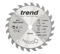 Trend CraftPro Hoja de sierra circular TCT de uso general, 184 mm x 24 dientes x 16 mm de diámetro interior, punta de carburo de tungsteno, CSB/18424