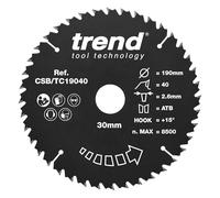 Trend Hoja sierra circular madera PTFE 190mm 40 dientes 30mm TCT