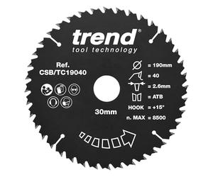 Trend Hoja sierra circular madera PTFE 190mm 40 dientes 30mm TCT